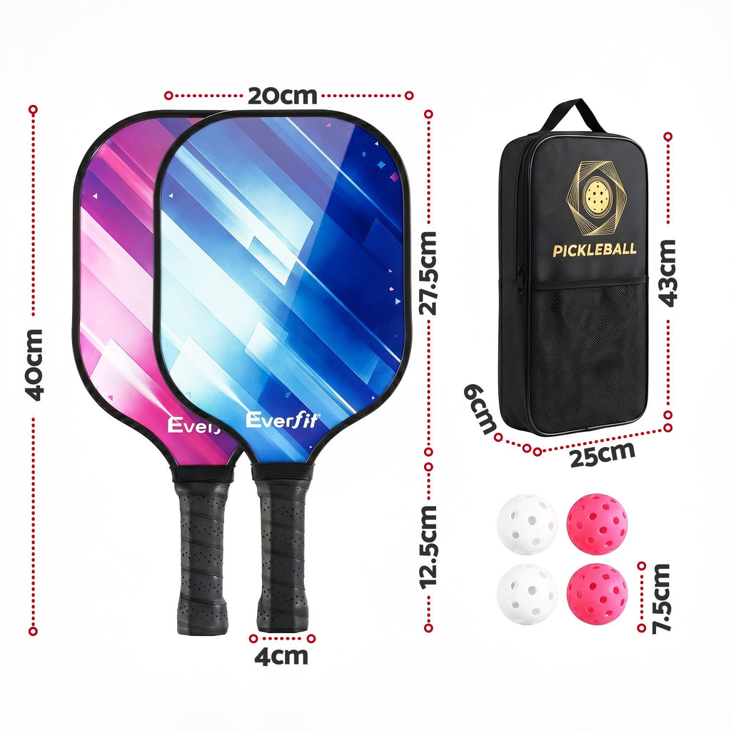 Everfit Fiberglass Pickleball Paddle Set – Honeycomb Core with Bag