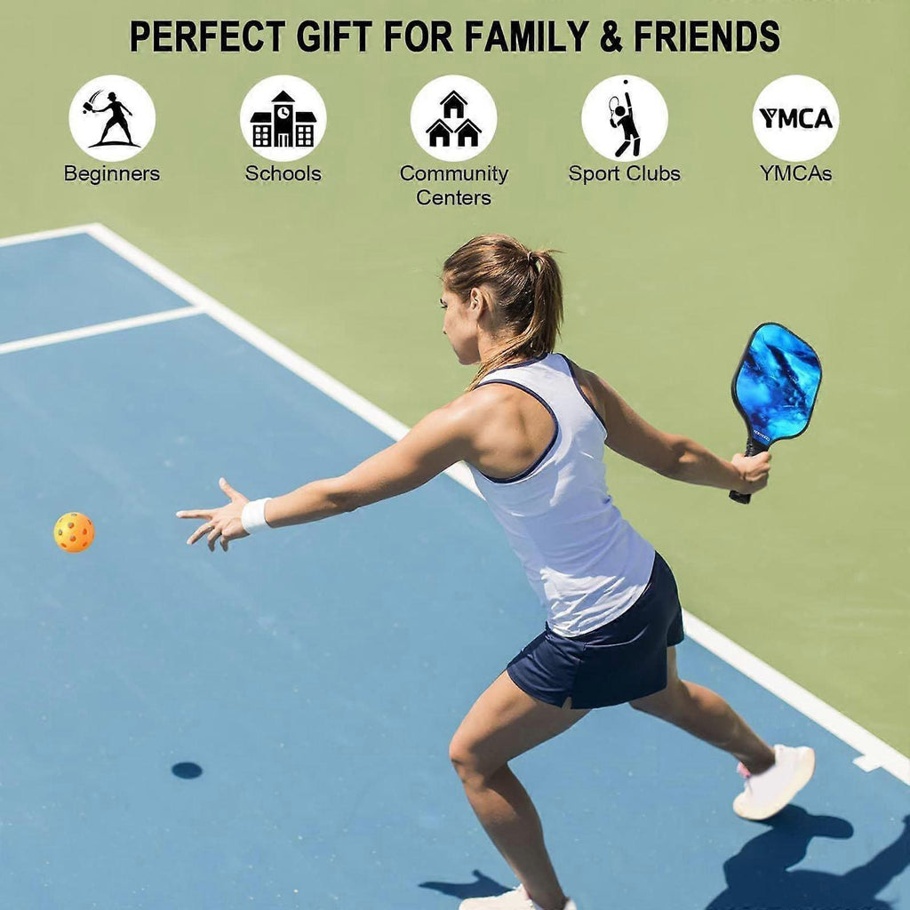 Pickleball Rackets Set with Ergonomic Fiberglass Grip, Gym Gift for Adults