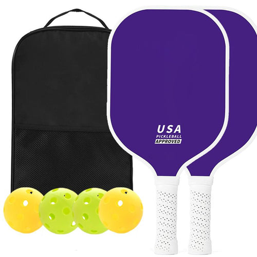 2-Player Pickleball Paddle Set, Durable Glass Fiber Pickleball Racquets with Comfort Grip, Includes 4 Balls & Carry Bag - Dark Blue