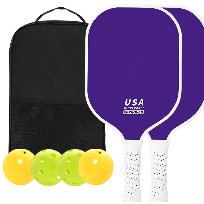 2-Player Pickleball Paddle Set, Durable Glass Fiber Pickleball Racquets with Comfort Grip, Includes 4 Balls & Carry Bag - Navy Blue