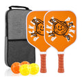 【RT-010】Fiberglass Pickleball Paddle Set of 2 with 4 Balls and Carry Bag - 185g Single Paddle Weight - Beginner Friendly Starter Kit with Non-Slip Cushion Grip for Adults Kids and Outdoor Family Fun