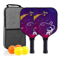 【RT-007】Fiberglass Pickleball Paddle Set of 2 with 4 Balls and Carry Bag - 185g Single Paddle Weight - Beginner Friendly Starter Kit with Non-Slip Cushion Grip for Adults Kids and Outdoor Family Fun