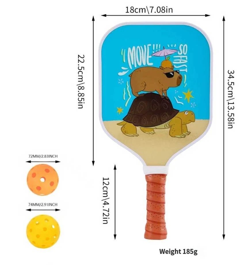 【RT-007】Fiberglass Pickleball Paddle Set of 2 with 4 Balls and Carry Bag - 185g Single Paddle Weight - Beginner Friendly Starter Kit with Non-Slip Cushion Grip for Adults Kids and Outdoor Family Fun