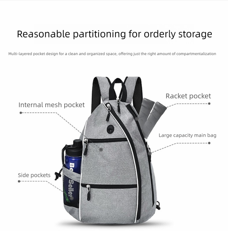 Beige Pickleball Multi-Sport Backpack – Oxford Fabric, Dual-Carry, Smart-Organized