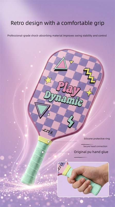 Yellow and Blue Pickleball Paddle Set - Fiberglass Face with PP Honeycomb Core, 2 Paddles 4 Balls & Carry Bag - Lightweight Vibration Dampening Grip for Beginners & Family Play