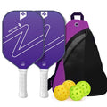 Purple Gradient Pickleball Paddle Set -  Fiberglass Paddles with PP Honeycomb Core, 2 Paddles 4 Balls & Carry Bag