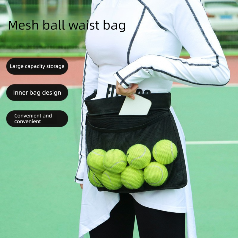 Pickleball Ball Waist Bag – Mesh Carrier with Adjustable Belt