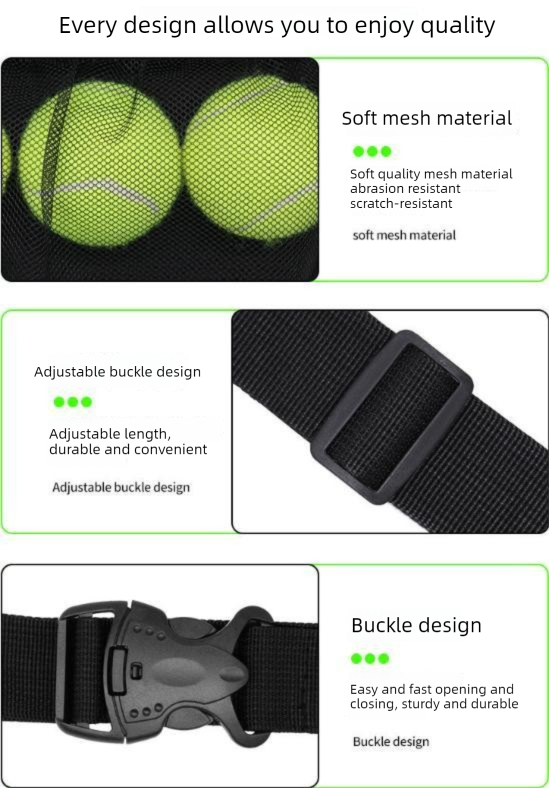 Pickleball Ball Waist Bag – Mesh Carrier with Adjustable Belt