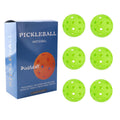 Green Pickleball Balls Set - 6 Piece 40 Hole Outdoor Indoor Pickleball Match Balls