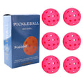 Rose red Pickleball Balls Set - 6 Piece 40 Hole Outdoor Indoor Pickleball Match Balls