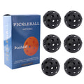 Black Pickleball Balls Set - 6 Piece 40 Hole Outdoor Indoor Pickleball Match Balls