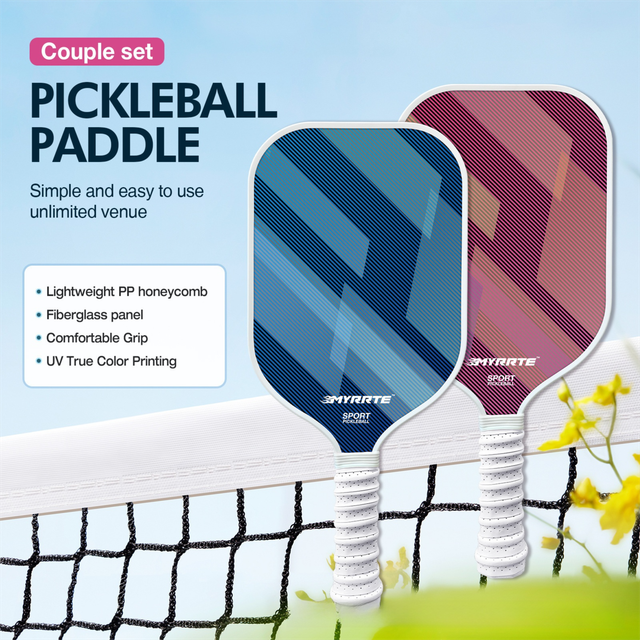 Fantasy Purple & Blue Fiberglass Pickleball Paddle Set – 2 Paddles & 4 Balls