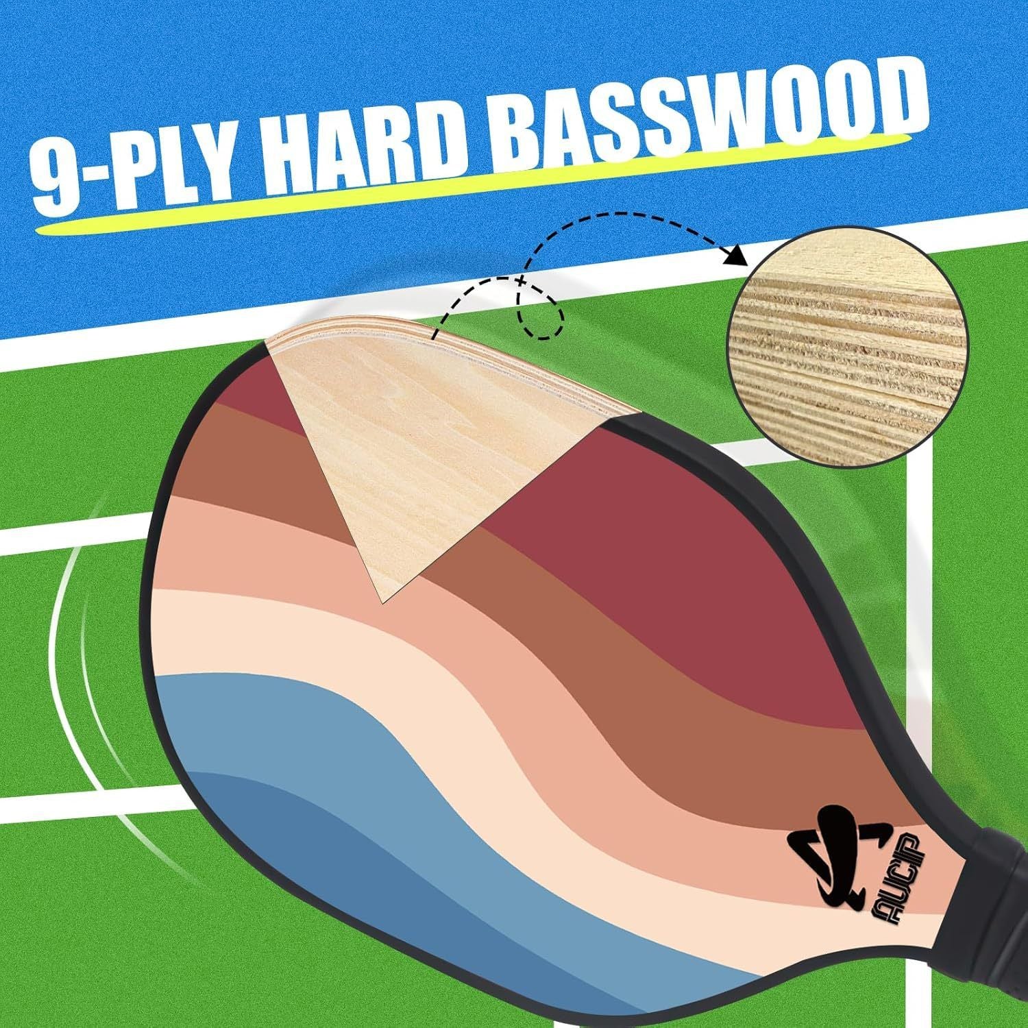 Basswood Pickleball Paddle Set – 2 Paddles, 4 Balls & Bag