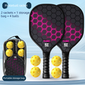 Black and Pink Professional Carbon Fiber Pickleball Paddle Set （2 Rackets + 4 Balls + 1 Carry Bag）- Lightweight Pickleball Racket with Balls for Adults and Kids Outdoor Sports Training