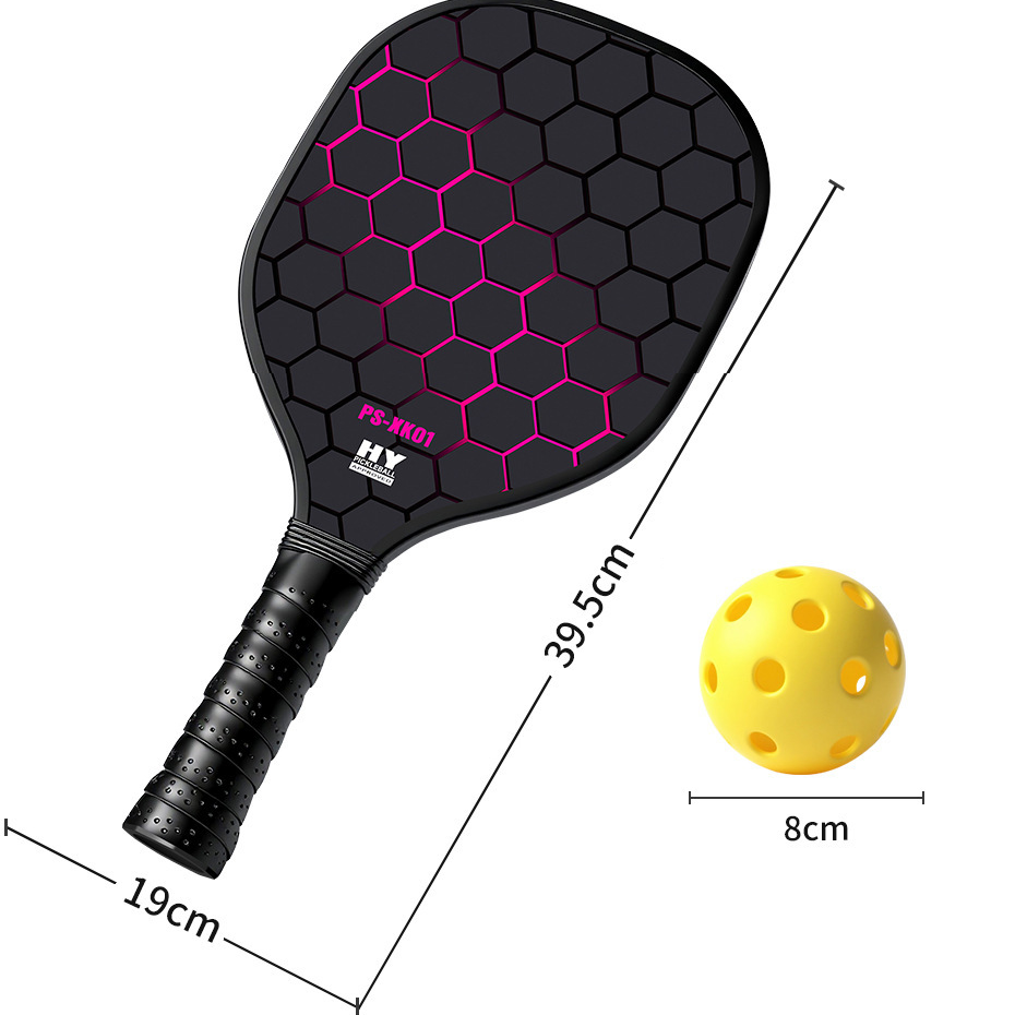 Black and Pink Professional Carbon Fiber Pickleball Paddle Set （2 Rackets + 4 Balls + 1 Carry Bag）- Lightweight Pickleball Racket with Balls for Adults and Kids Outdoor Sports Training