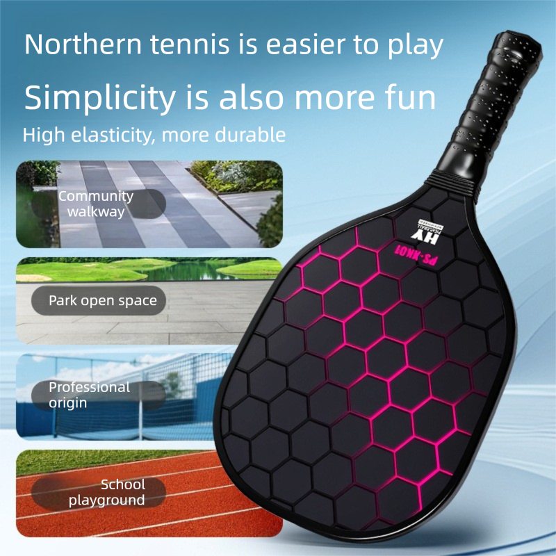 Black and Pink and Blue Professional Carbon Fiber Pickleball Paddle Set （2 Rackets + 4 Balls + 1 Carry Bag）- Lightweight Pickleball Racket with Balls for Adults and Kids Outdoor Sports Training