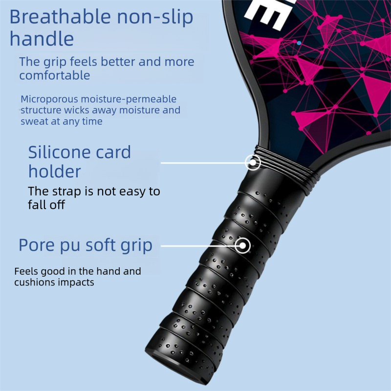 Black and Pink and Blue Professional Carbon Fiber Pickleball Paddle Set （2 Rackets + 4 Balls + 1 Carry Bag）- Lightweight Pickleball Racket with Balls for Adults and Kids Outdoor Sports Training