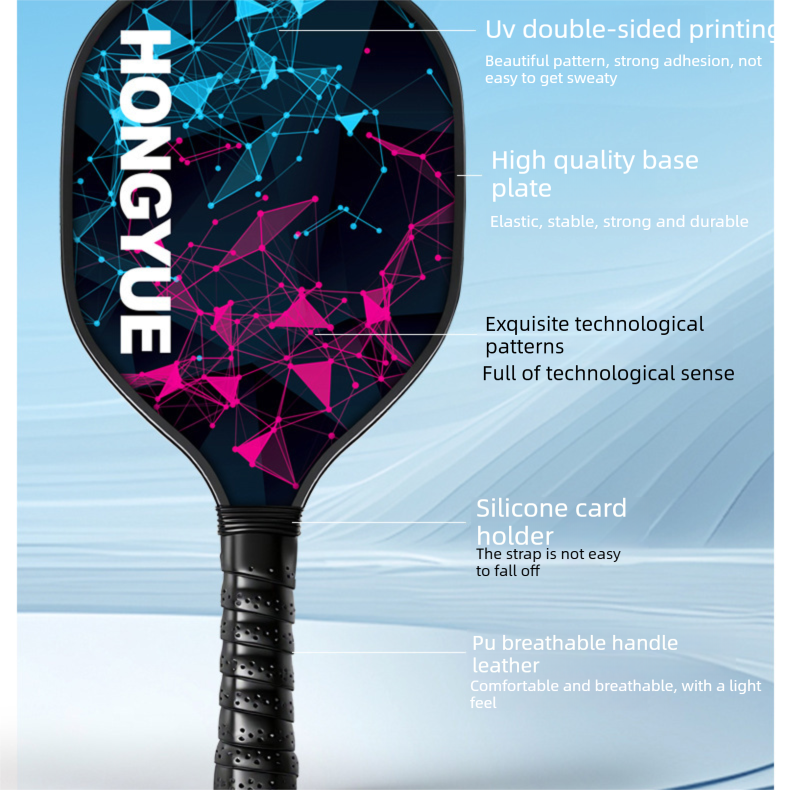 Black and Pink and Blue Professional Carbon Fiber Pickleball Paddle Set （2 Rackets + 4 Balls + 1 Carry Bag）- Lightweight Pickleball Racket with Balls for Adults and Kids Outdoor Sports Training