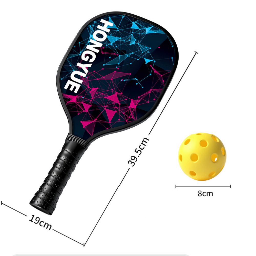 Black and Pink and Blue Professional Carbon Fiber Pickleball Paddle Set （2 Rackets + 4 Balls + 1 Carry Bag）- Lightweight Pickleball Racket with Balls for Adults and Kids Outdoor Sports Training
