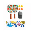Kids Pickleball Paddle Set with Cooling Towel (Meow Paradise) , Cartoon Junior Paddles, Carry Bag and Indoor/Outdoor Balls for Children